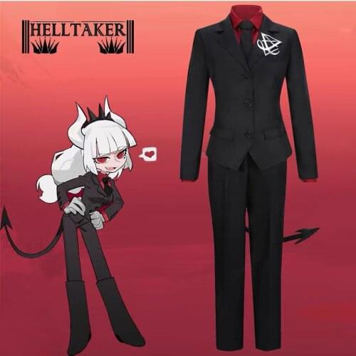 Anime Helltaker Lucifer The CEO of Hell Red Shirt Uniform Girls Jacket Pants Shirt Cosplay Costume Halloween Women Free Shipping