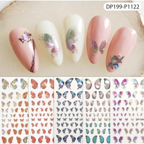 Butterfly Laser Nail Stickers Sliders for Nails Decoration Decals Nail Art Design Nail Polish Equipment Nail Styling Accessories