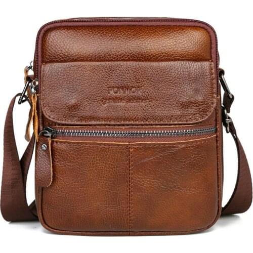 100% Genuine Leather Men bag Casual Small Cell Phone Shoulder bags for Men Brand Soft Cow Leather Mens Crossbody bag 2020 New