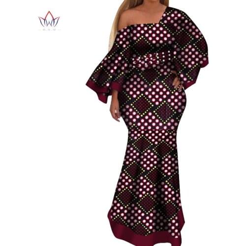 2021 New african dresses for women bazin riche style femme african clothes graceful lady print wax plus size party dress WY4044