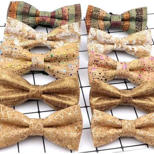New Design Cork Wood Fashion Parent-Child Bow Ties Novelty Handmade Solid Neckwear Wedding Party Gift Accessories Men Bowtie