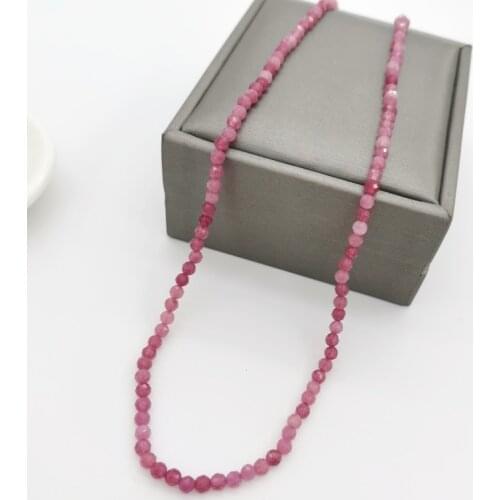 Faceted Pink Tourmaline Necklace Gemstones Natural Stones 14K Gold Filled Collier Femme Women BOHO Necklace Statement Jewelry