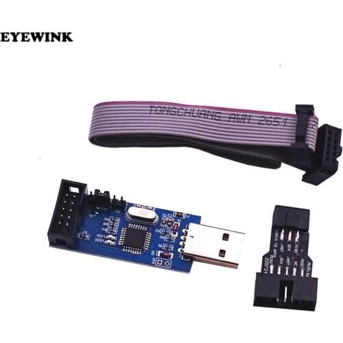 1Set 10Pin To 6 Pin Adapter Board+ USBASP USBISP AVR Programmer USB ATMEGA8 ATMEGA128 ATtiny/CAN/PWM 10Pin Wire Module DIY