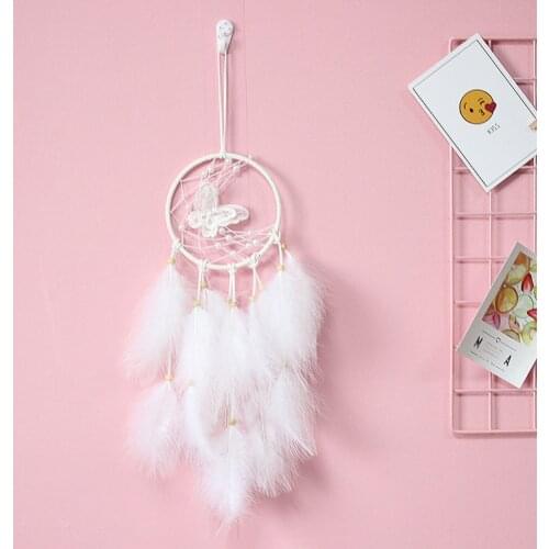 Dream Catcher White Butterfly LED Night Light Wall Hanging Wind Chimes Pendant Girl Room Decoration Dreamcatcher