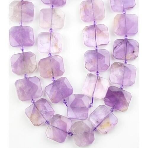 Full Strand Raw Natural Amethysts Citrines Beads,Center Drilled Smooth Faceted Slab Rectangle Shape Beading for DIY Necklace