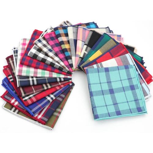 Striped Handkerchief Scarves Vintage Cotton Hankies Plaid Mens Pocket Square Printed Handkerchiefs