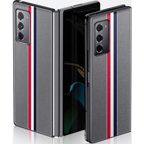 Shockproof Shell Protective Case for Samsung Galaxy Z Fold2 5G Phone Genuine Leather Full Cover Protector for Galaxy Z Fold2 5G