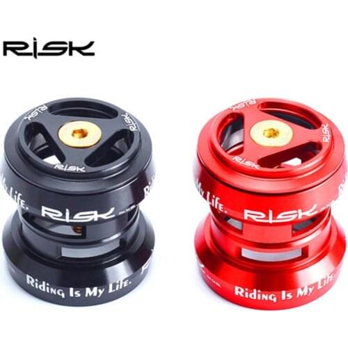 RISK 1-1/8" Ultralight MTB Mountain Bike Headset 34mm Aluminum+Titanium Alloy 7075 CNC Bicycle Cycling Hollow Headset Black/ Red
