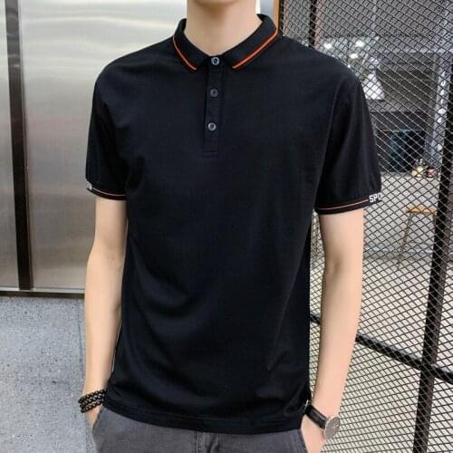 New Summer New Mens Short Sleeve Shirt Polo Men Casual Solid Color Turn-down Collar Slim Men Knitted Polo Shirt