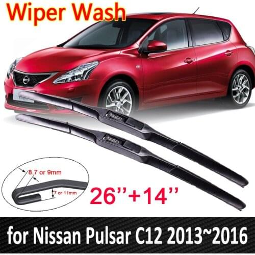 For Nissan Pulsar C12 2013~2016 Europe Model Car Wiper Blades Front Windscreen Windshield Wipers Car Accessories 2014 2015 Hook