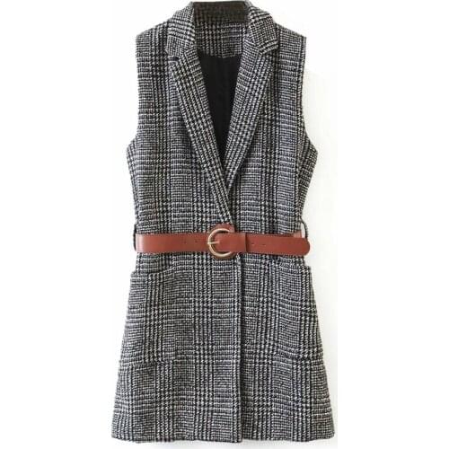 Nice vintage women waistcoats Fad Vogue ladies elegant notched collar vest casual female chic waistcoat cute girls outfit