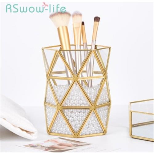 Nordic Golden Storage Tube Makeup Brush Storage Tube Storage Box Decoration Make-up Organizer Storage Box Lipstick Holder