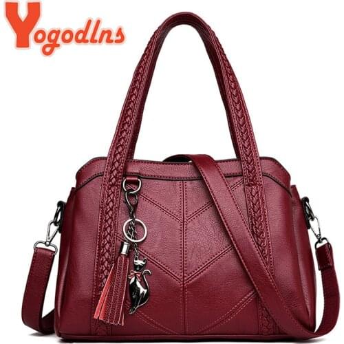 Yogodlns Luxury Pendant Handbags Women Bags PU Leather Brands Crossbody Bag Large Capacity Shoulder Bag Lady Brands Handle Bag