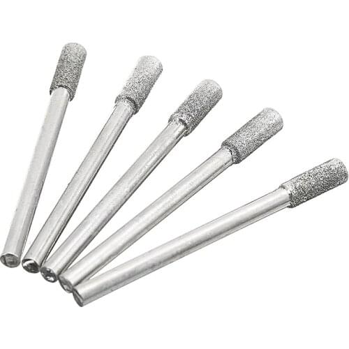 5pcs 4mm Diamond Grinding Burr Drill Bits Grinding Rod Mill For Rotary Tool Electric Grinder Pneumatic Engraving Pen Machine