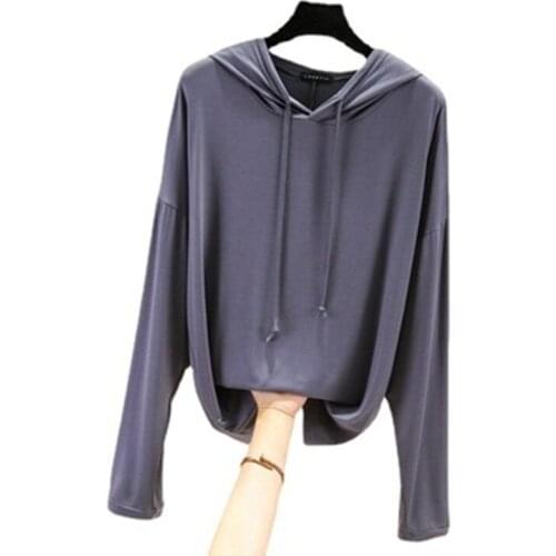 Modal Soft Hoodies Women Big Size Basical Solid Color Coat Plus Size Full Sleeves Student Summer Fashion Show Thin Clothes