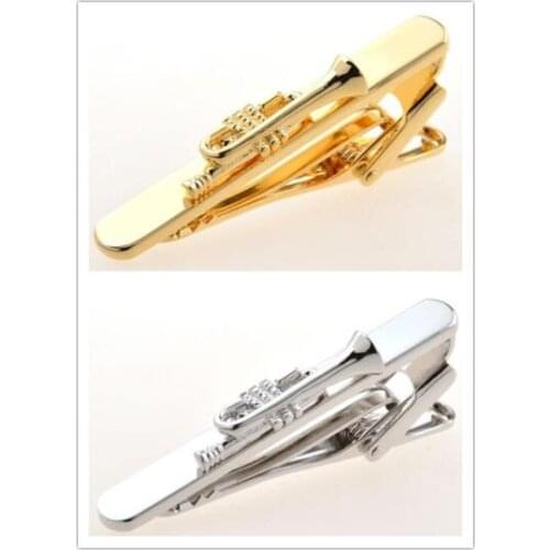 10pcs/lot Tie Clips Trumpet Tie Bars Pins Gold&Silver Copper Made Tie Clip Mens Fashion Jewelry Accessory Wholesale