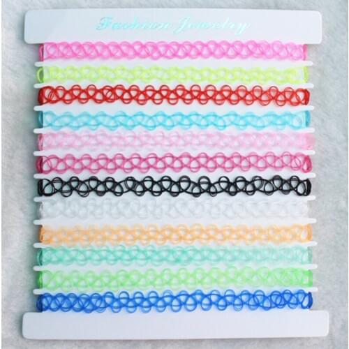 12 Colors Cute Vintage Tattoo Choker Stretch Necklace Women Retro Elastic Punk Chocker Necklaces Jewelry Wedding Girlfriend Gift