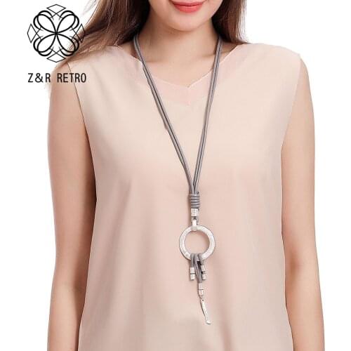 Long Necklace For Women Pendants Collier Femme 2021 Rope Chains Zinc Alloy Simple Suspension Jewelry Handmade Gifts For Friends