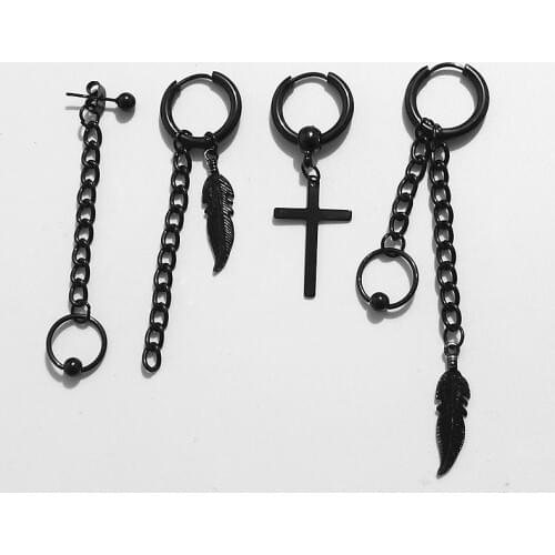 1PCS BTSARMY 2019 Korean Fashion Jewelry Geometric Long Tassel Stud Earrings For Women Brincos Kpop black Earrings Men