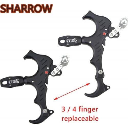 1Pc Archery Bow Release Aids 3 4 Fingers Automatic Close Thumb Release Trigger Caliper Grip 360 Degree For Hunting Accessories