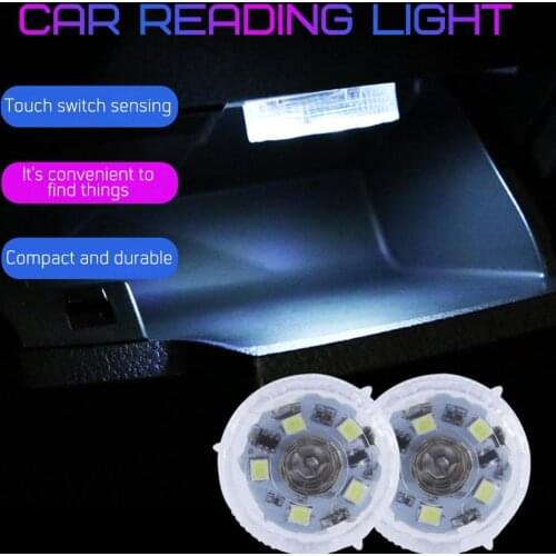 2 Pcs Night Touch Lights Ceiling Car Interior Reading Lights Dome Trunk Armrest Box Waterproof LED Lights for Doors 5 LEDs