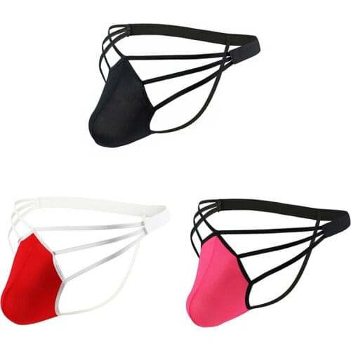 3Pcs Underpants Men Sexy Underwear Ice Silk Panties Lingerie Jockstrap Bikini G String Thong Hombre Straps Waist T-back Tanga