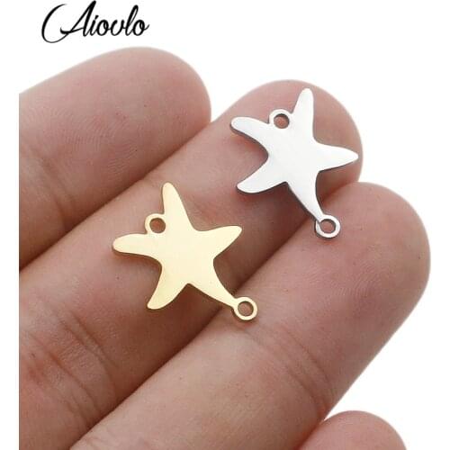 5pcs/lot Ocean Beach Starfish Stainless Steel Connector Bracelet DIY Jewelry Findings Component Metal Earring Making Accessories