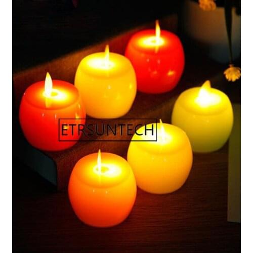 60pcs Apple Shape Flameless LED Flickering Tea Light Candles Wedding Christmas Party Decoration Gift