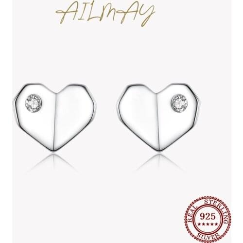 Ailmay 925 Sterling Silver Mini Love Hearts Simple Earrings 2020 New For Women Wedding Engagement Fine Female Jewelry
