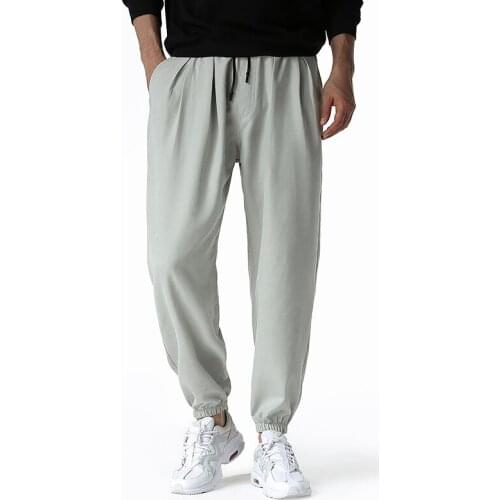 Summer Men Printed Feet Pants Loose Trousers Casual Lightweight Elastic Youth Lantern