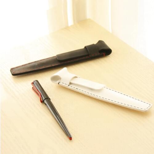 Vintage genuine natural leather pen bag custom black white pencil case for fountain pens school office supplies travelers