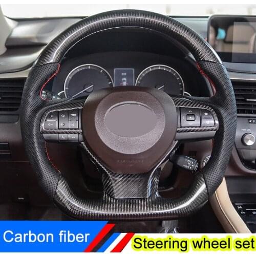 QHCP Steering Wheel Button Frame Sequin Real Carbon Fiber Decorative Cover Sticker Panel Trim For Lexus RX300 450H ES200 300H GS