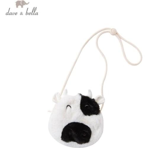 DBM16036 davebella baby girls fashion cartoon cow shoulder bag cute children girls coin purse
