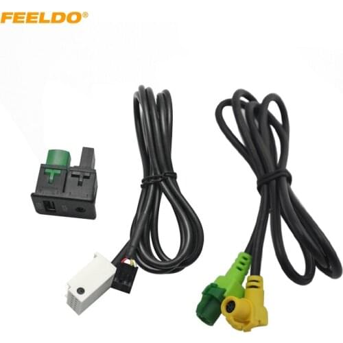 FEELDO For Passat Tiguan Touran USB+AUX Switch Plug USB AUX Surface Housing+Cable RCD510 3CD 035 249 #4654