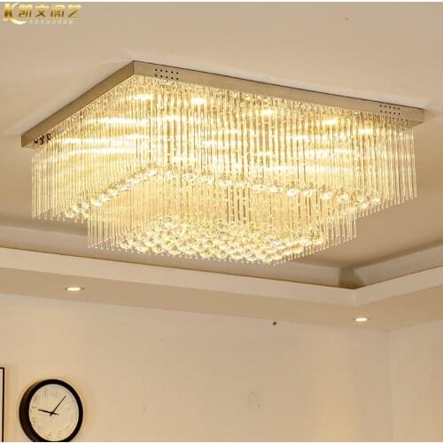 Crystal lamp living room lamp rectangular simple modern LED ceiling lamp European atmosphere bedroom lighting restaurant light