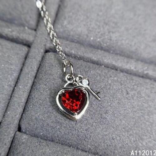 KJJEAXCMY fine Jewelry 925 Sterling Silver Natural Garnet Girl new luxury Pendant Necklace chain Support Test Chinese style