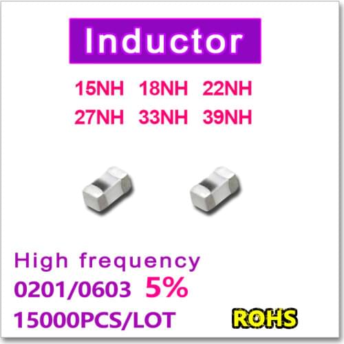 JASNPROSMA 0201 0603 15000PCS SMD Multilayer High Frequency Inductor 5% 15NH 18NH 22NH 27NH 33NH 39NH New high quality