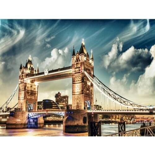 GATYZTORY 60x75cm Frame Viaduct Diy Painting By Numbers Canvas Drawing Landscape Handpainted Gift Wall Decor Artwork