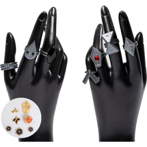 Genshin Impact Hutao Cosplay Rings Game Accessories Props Stage Property Ring Set Jewelry Project Characters Props Gift