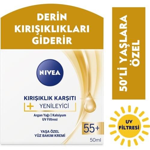 Nivea Wrinkle Anti + Replenishing 55 + Age-Specific Face Care Cream 50 ml
