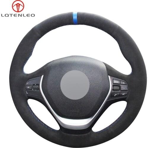 LQTENLEO DIY Car Steering Wheel Cover Black Suede For BMW 4 Series 420d 420i 428i 430i 435i 440i F32 F33 F36 2013-2019