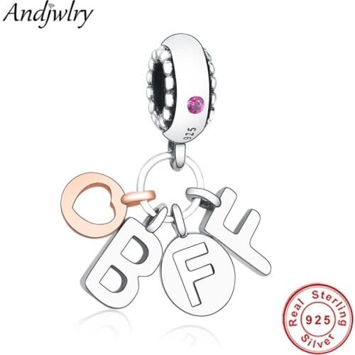 Best Friends Forever Dangle Charm Fit Original Pandora Charms Bracelet 925 Sterling Silver Charm Beads DIY Berloque 925