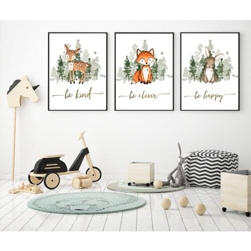 Boy Nursery Print Canvas Wall Art Cartoon Animal Poster Nursery Painting Nordic Kid Decoration Picture Baby Bedroom Decor