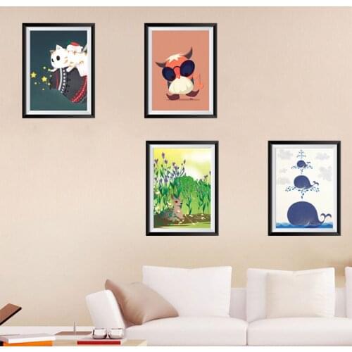 Cute Animals Painting Pattern Wall Stickers For Office Store Home Decoration Diy Cartoon Safari Mural Art 3d Pvc Decals Posters