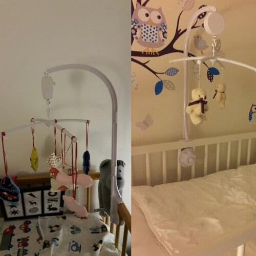 Baby Crib Mobile Bed Bell Toy White Rattles Bracket Set Holder Arm Bracket Wind-up Music Box Baby Toys