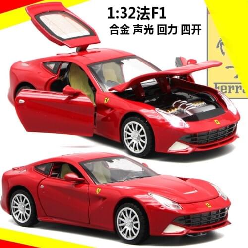1:32 high simulation super F12 alloy sports racing car model Sound and light pull back door car toy childrens gift