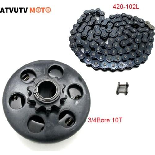 Motorcycle Centrifugal Clutch 3/4 Bore 10T With 420 Chain 102L For Go Kart Engine 212cc