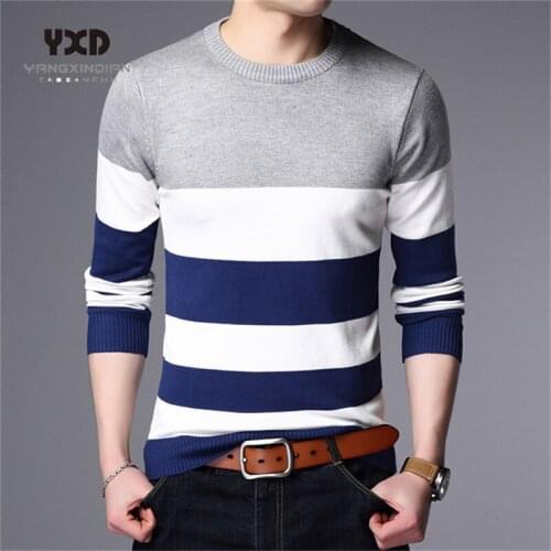 2020 New men clothes fashion casual wear social fitness bodybuilding striped T-shirt mens T-shirt sweater men pullover camisa