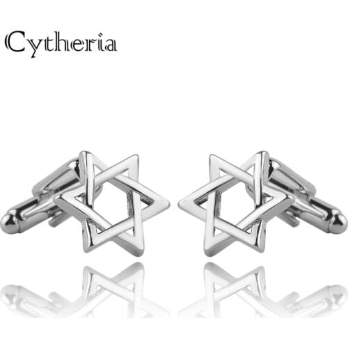 Hexagonal star Cufflinks For Mens Trendy Star of David Cuff Links French Shirt Ooffice Cufflink Buttons Christmas Gift