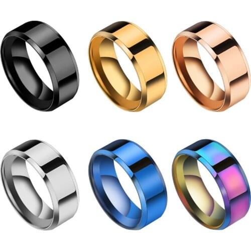 8mm Black Titanium Stainless Men Ring Simple Wedding Bands Rings Gift For Male Jewelry Size 5-13 Drop shipping